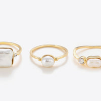 Pearl 18K Gold-Plated Ring Set