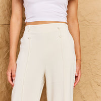 HYFVE Pretty Pleased High Waist Pintuck Straight Leg Pants in Ivory