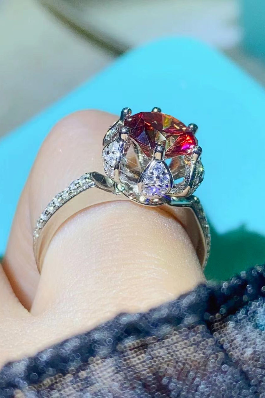 2 Carat Moissanite 6-Prong Ring in Phoenix Fire