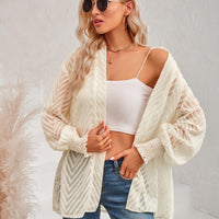 Lantern Sleeve Open Front Sheer Cardigan