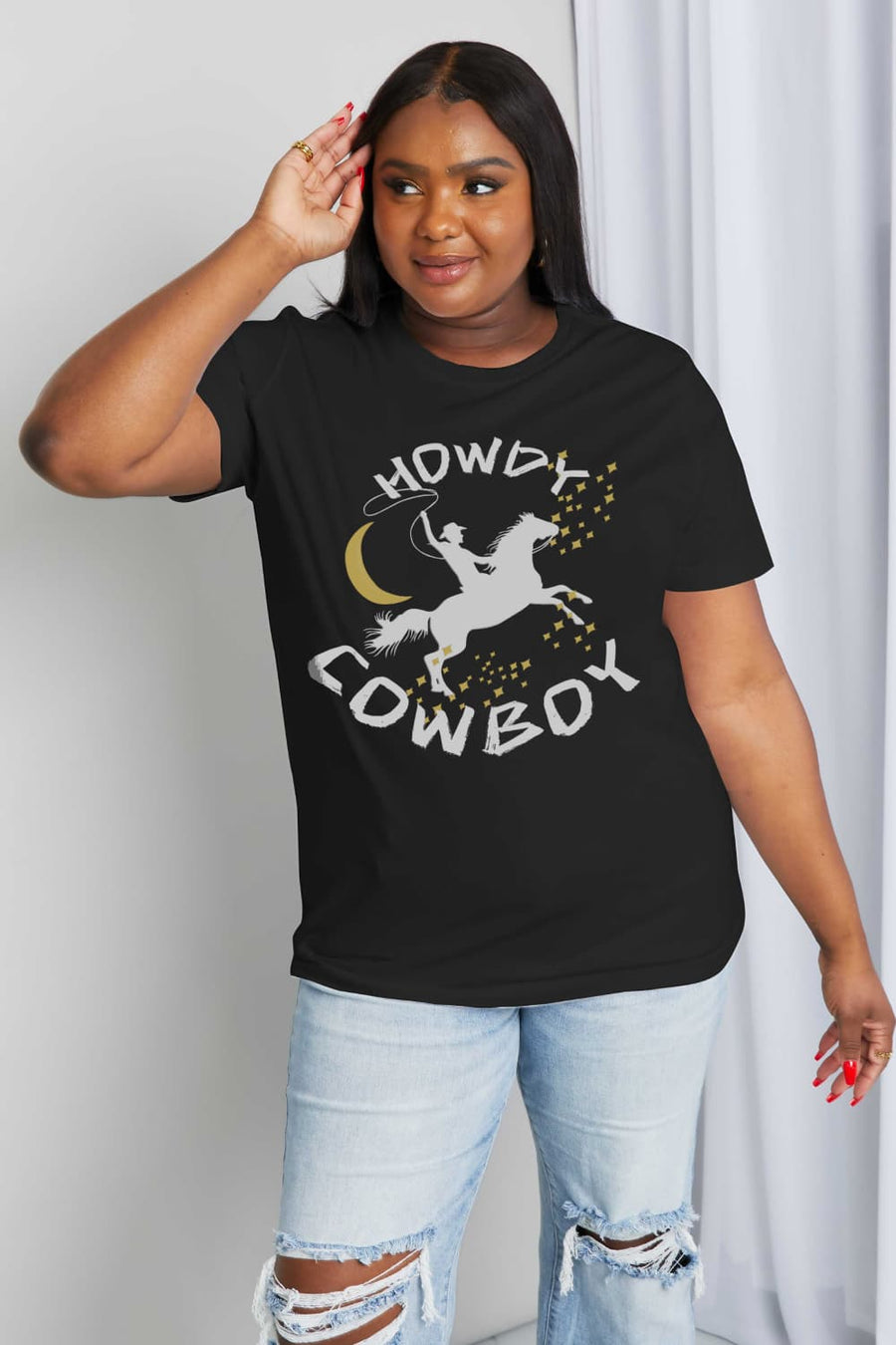 Simply Love Full Size HOWDY COWBOY Graphic Cotton Tee