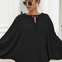 Tie Neck Balloon Sleeve Blouse