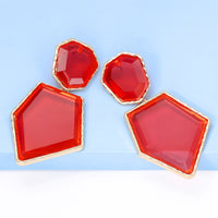 Geometrical Shape Zinc Alloy Frame Resin Dangle Earrings