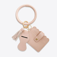 PU Wristlet Keychain with Card Holder