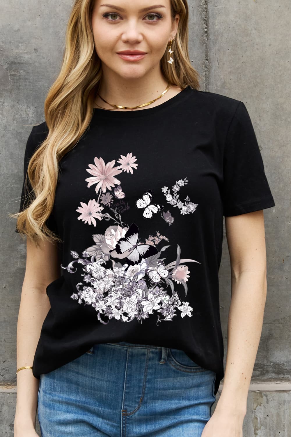 Simply Love Full Size Flower Graphic Cotton Tee