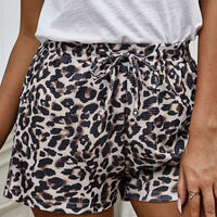 Leopard Drawstring Waist Shorts