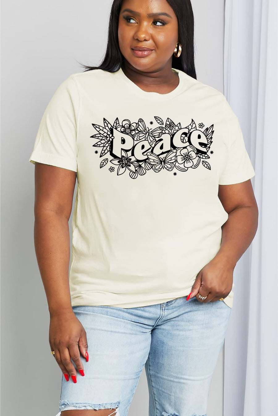 Simply Love Full Size PEACE Graphic Cotton Tee