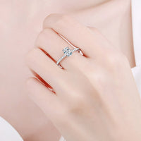 925 Sterling Silver Inlaid 1 Carat Moissanite Ring