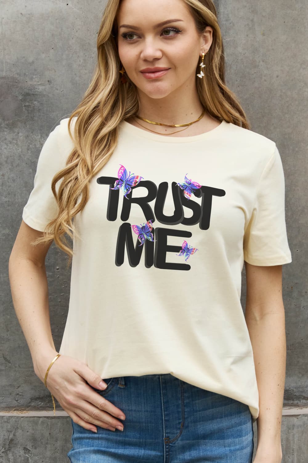 Simply Love Full Size TRUST ME Graphic Cotton Tee