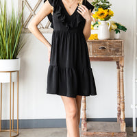 Ruffled V-Neck Mini Dress