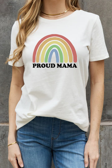 Simply Love Full Size PROUD MAMA Rainbow Graphic Cotton Tee