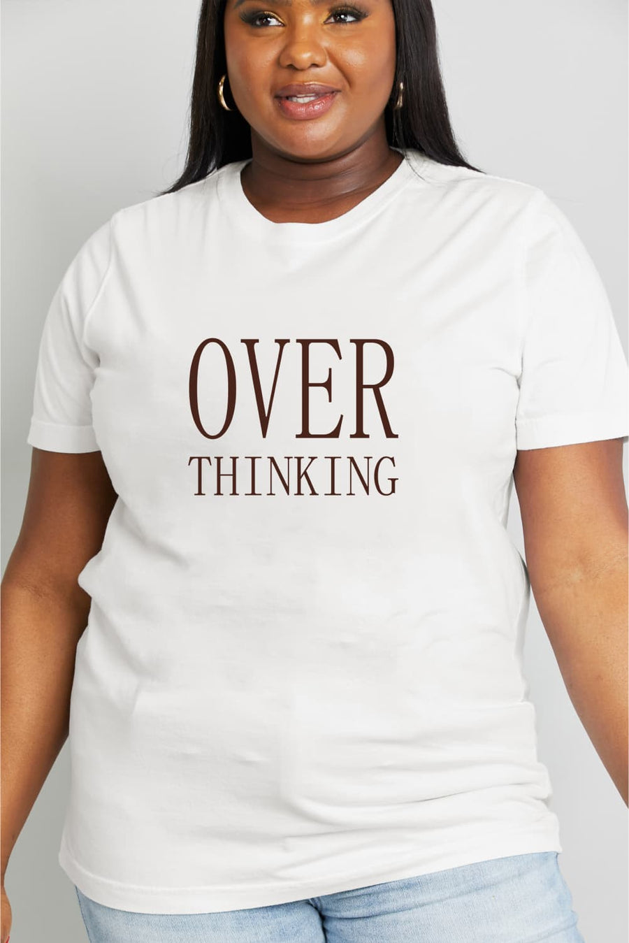 Simply Love Full Size OVER THINKING Graphic Cotton Tee