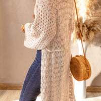 Dropped Shoulder Long Sleeve Crochet Duster Cardigan