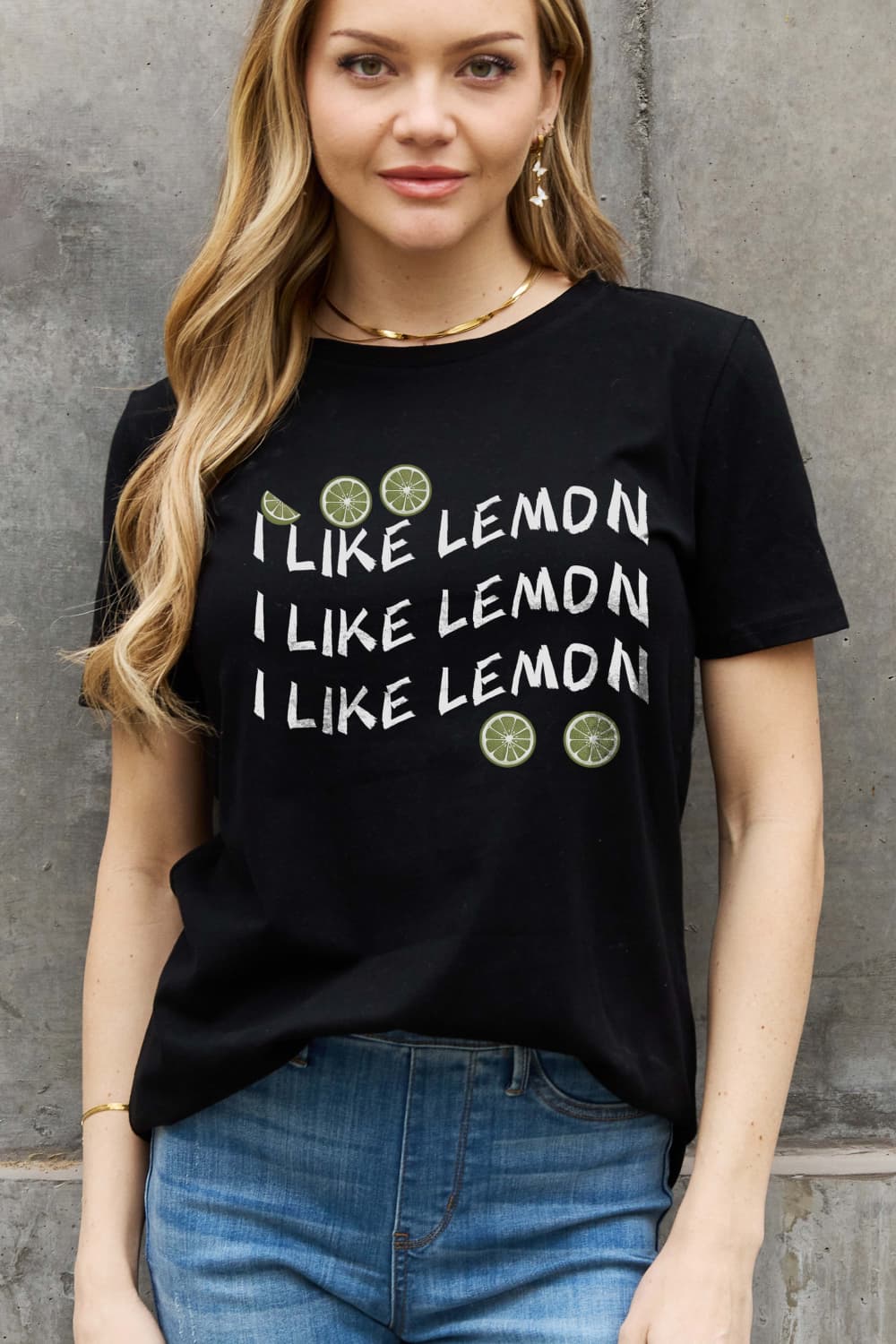 Simply Love Full Size I LIKE LEMON Graphic Cotton Tee