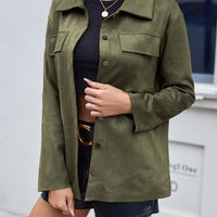 Button Front Collared Drop Shoulder Jacket