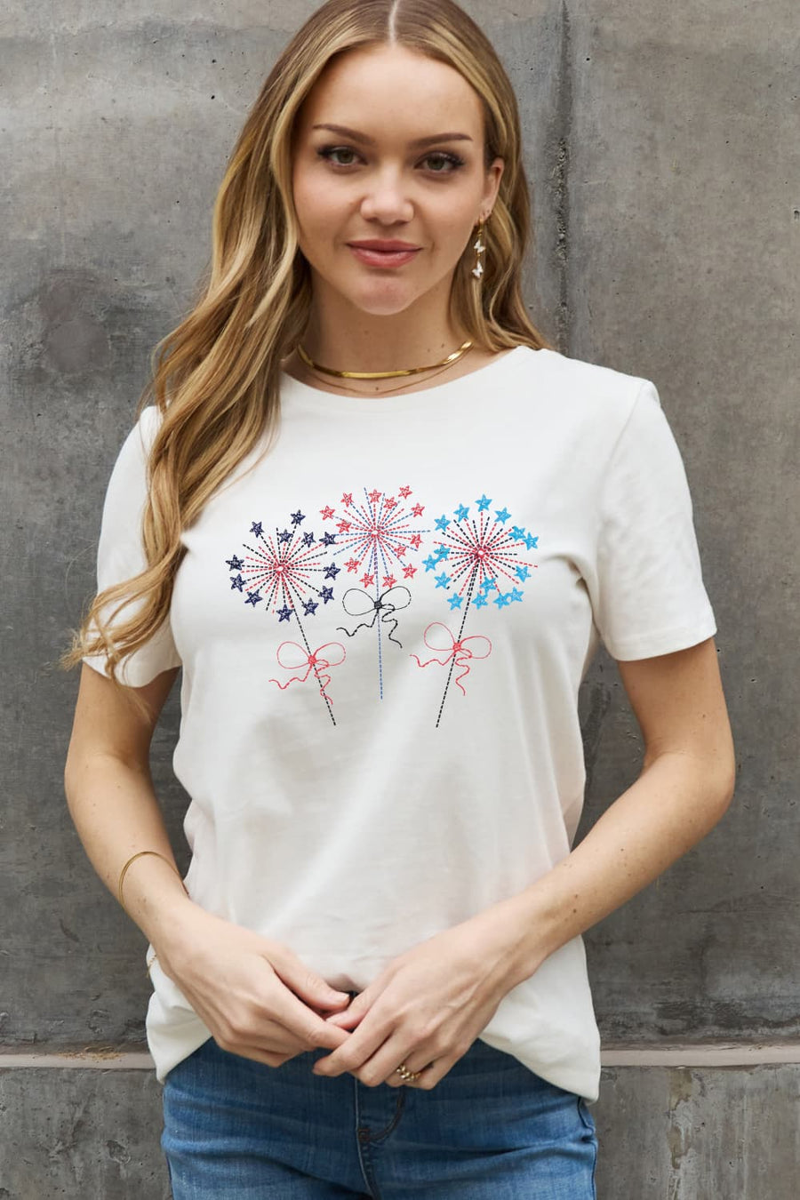 Simply Love Full Size Fireworks Graphic Cotton Tee