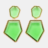 Geometrical Shape Zinc Alloy Frame Resin Dangle Earrings