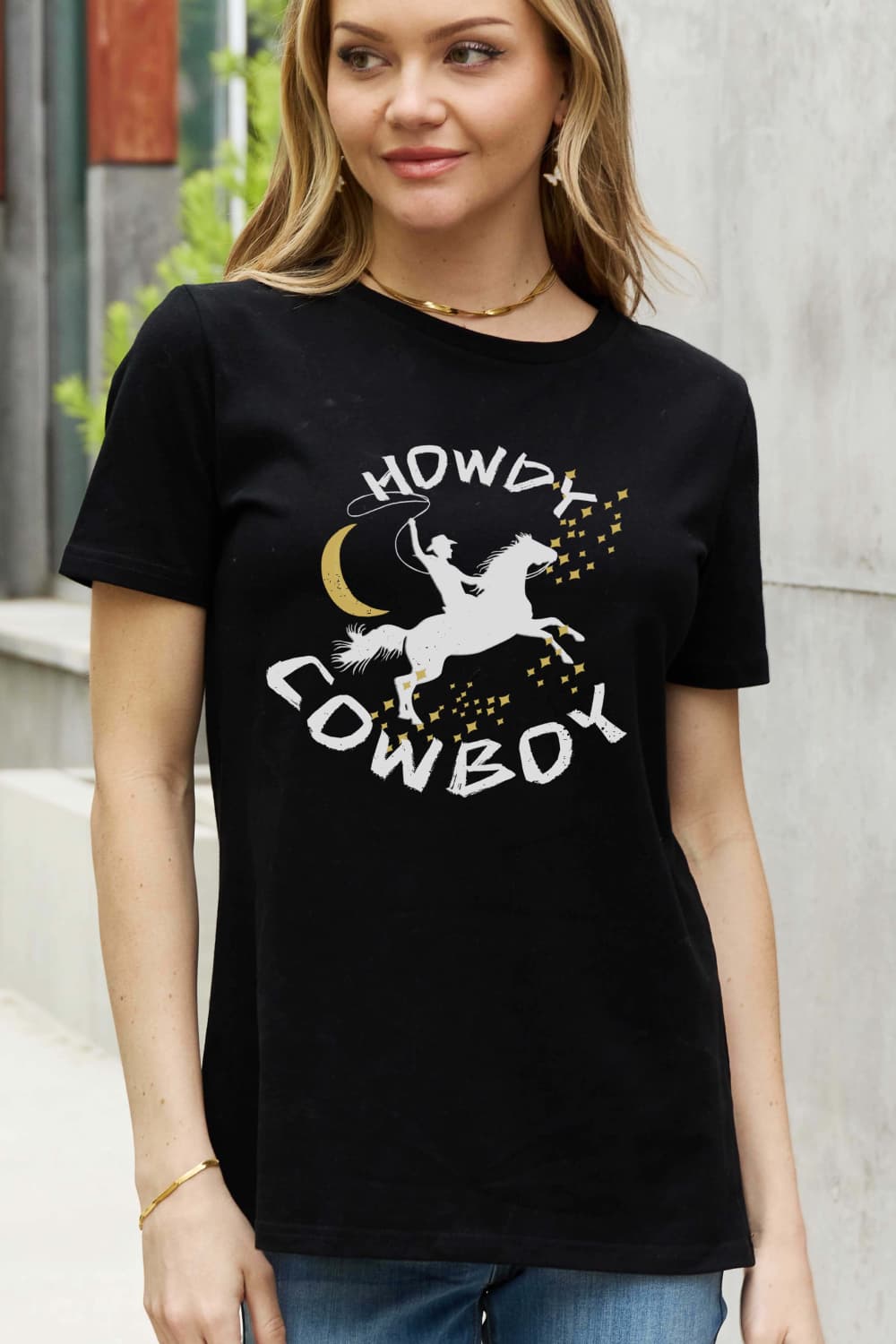 Simply Love Full Size HOWDY COWBOY Graphic Cotton Tee