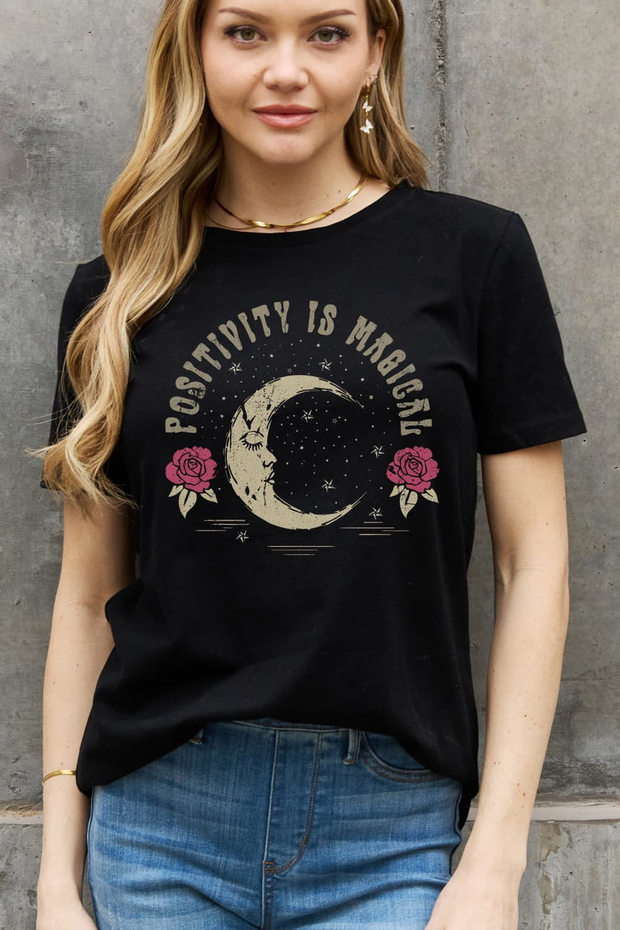 Simply Love Full Size POSITIVITY IS MAGICAL Graphic Cotton Tee