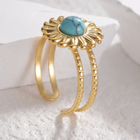 Turquoise Stainless Steel Open Ring