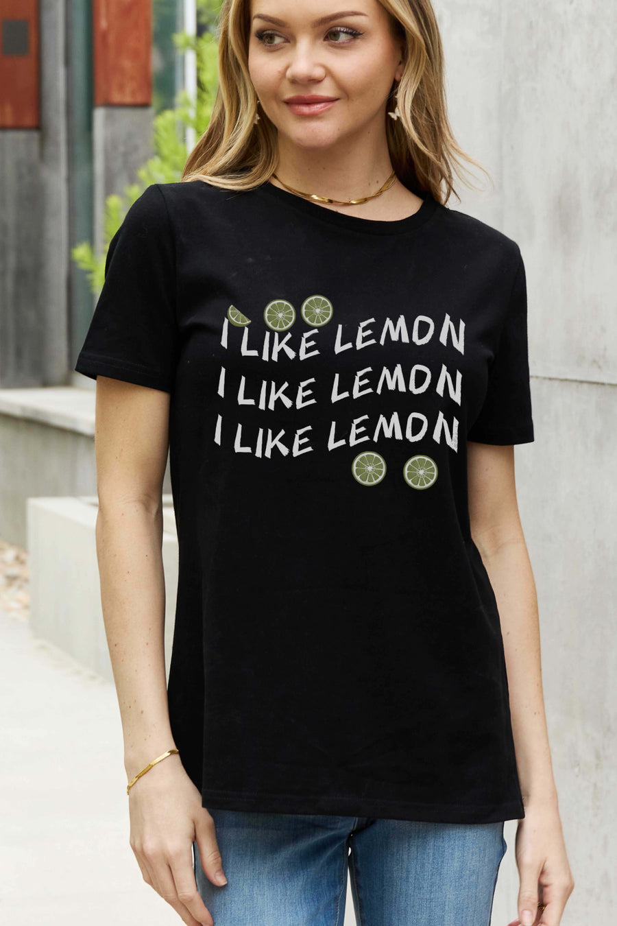 Simply Love Full Size I LIKE LEMON Graphic Cotton Tee