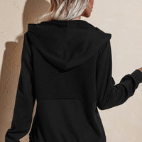 Quilted Patchwork  Button Sweatshirt Hoodie