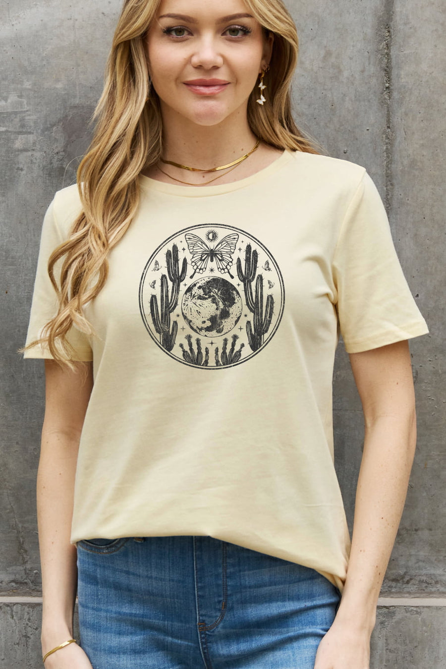 Simply Love Full Size Cactus, Earth and Butterfly Graphic Cotton Tee