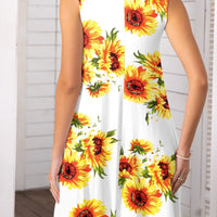 Printed Round Neck Sleeveless Dress