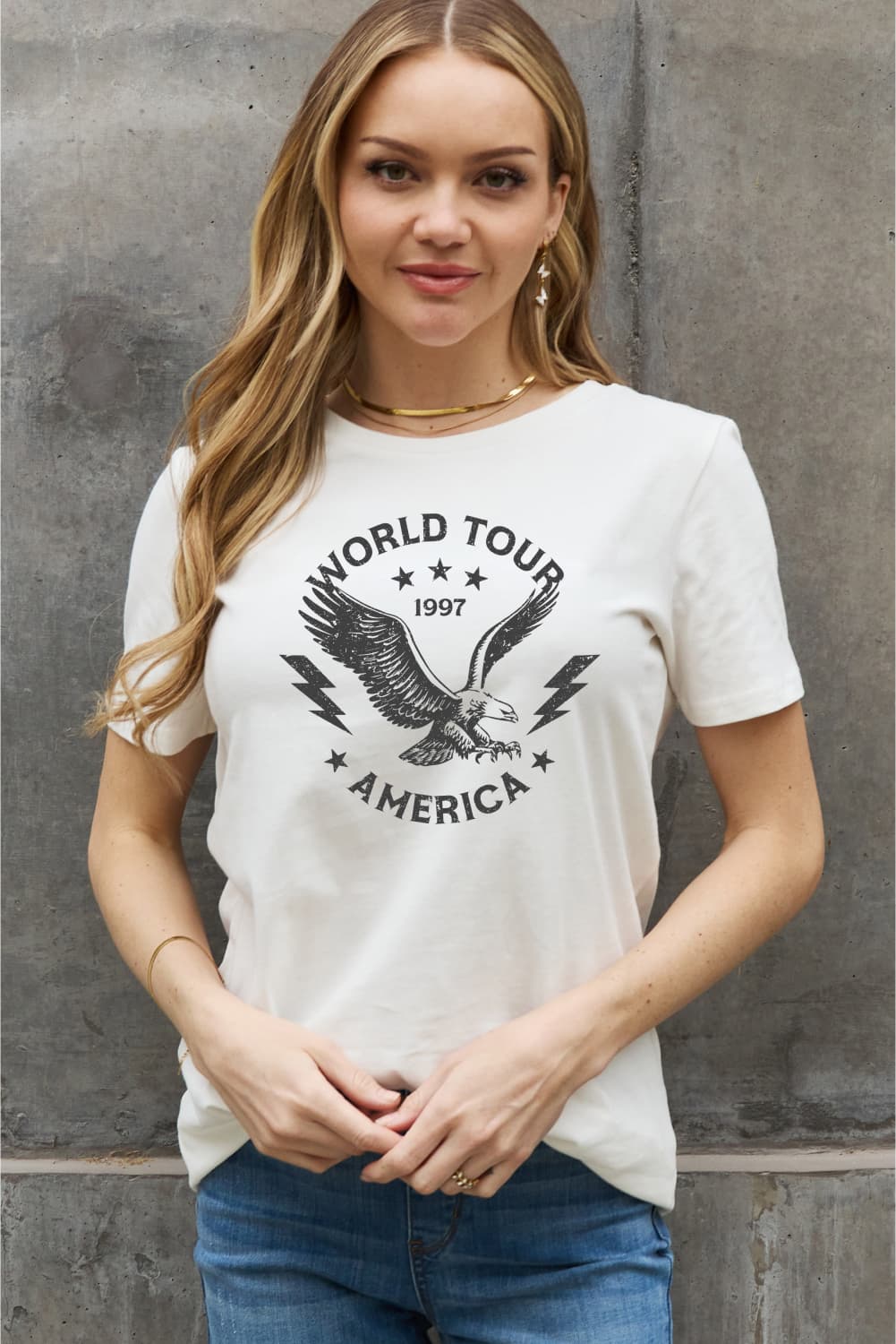 Simply Love Full Size WORLD TOUR 1997 AMERICA Graphic Cotton Tee