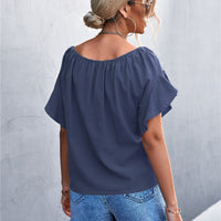 Flutter Sleeve Tie-Front Blouse