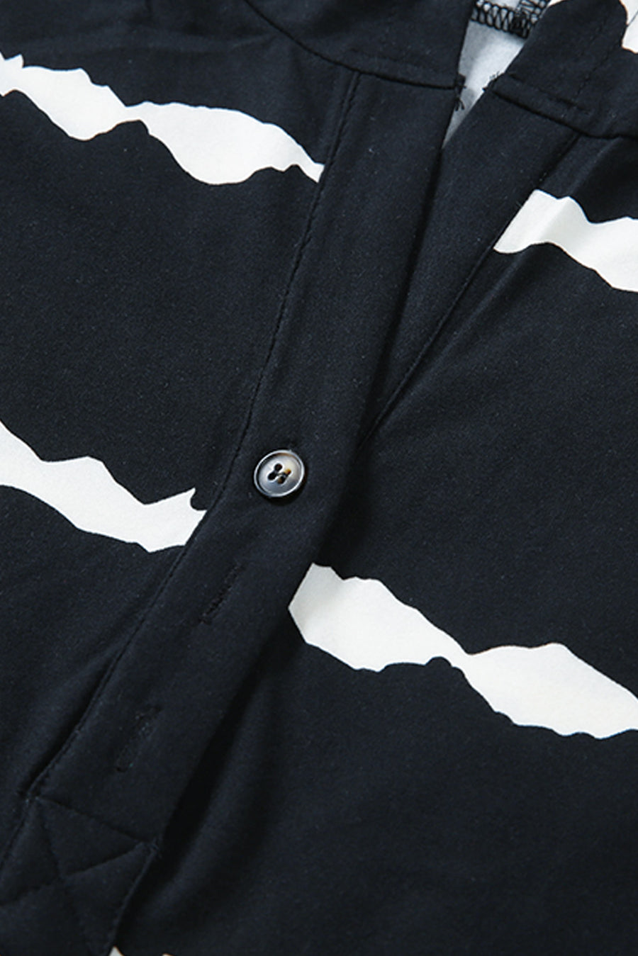 Striped Half-Button Drawstring Hoodie