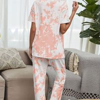 Tie-Dye Tee and Drawstring Waist Joggers Lounge Set