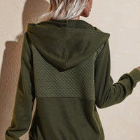 Quilted Patchwork  Button Sweatshirt Hoodie