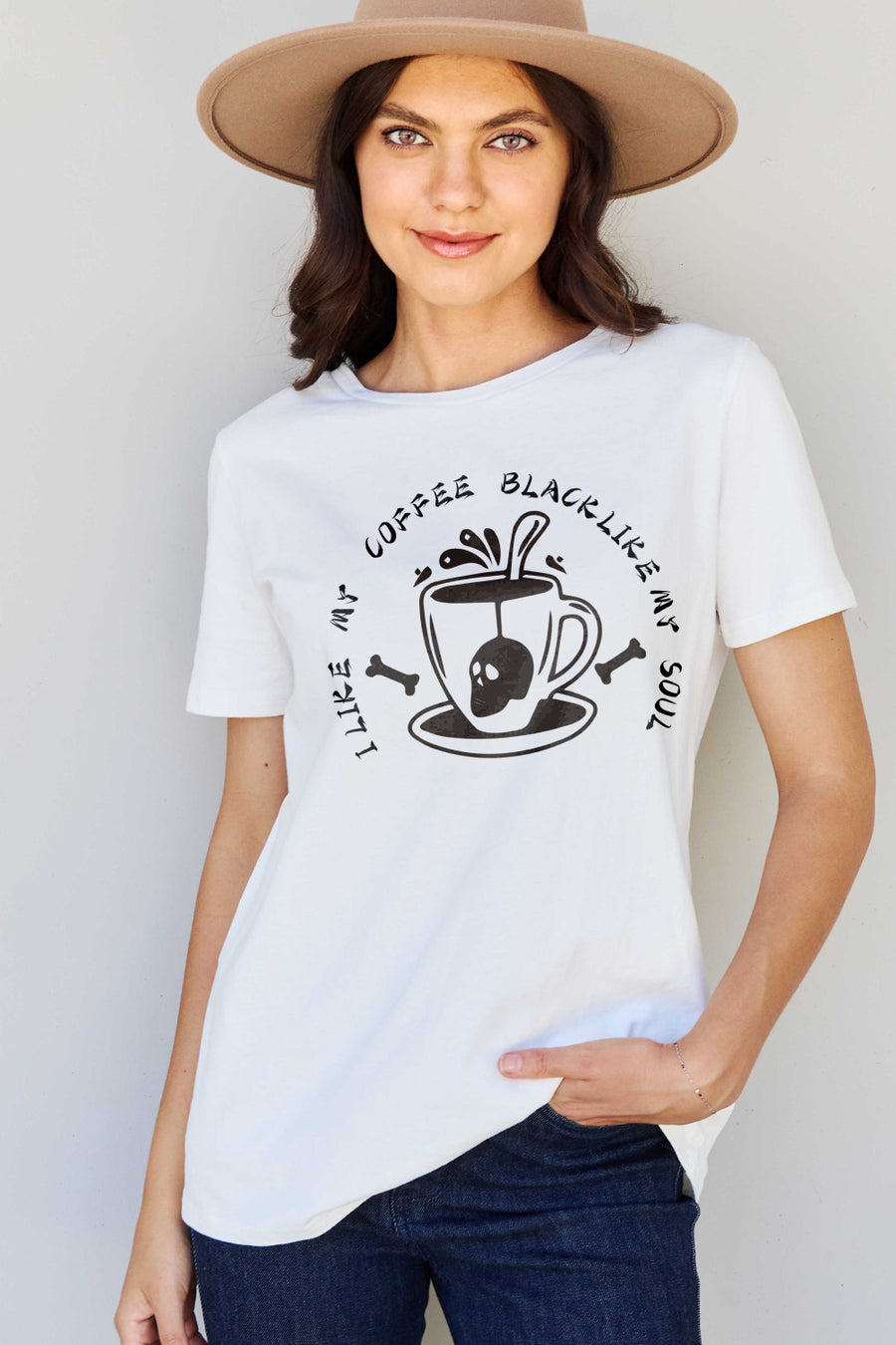 Simply Love Full Size I LIKE MY COFFEE BLACK LIKE MY SOUL Graphic Cotton Tee