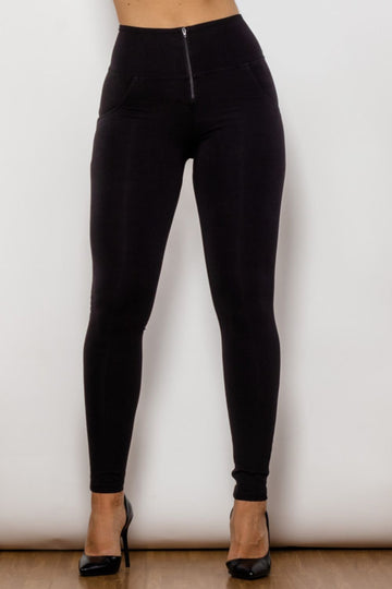 Zip Detail Skinny Long Jeans