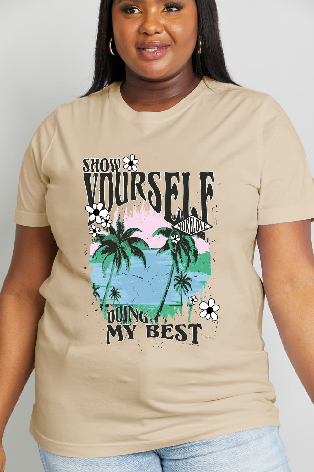 Simply Love Full Size SHOW YOURSELF DOING MY BEST Graphic Cotton Tee