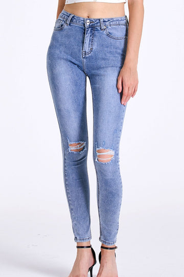 Full Size Distressed Knee Skinny Jeans