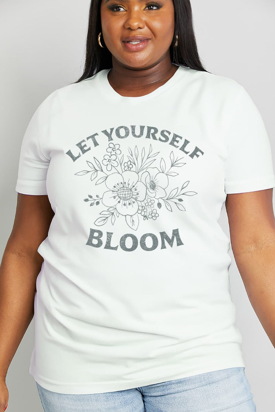 Simply Love Full Size LET YOURSELF BLOOM Graphic Cotton Tee