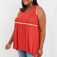 Celeste Next To You Full Size Lace Detail Sleeveless Top in Rust