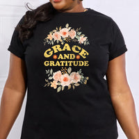 Simply Love Simply Love Full Size GRACE AND GRATITUDE Graphic Cotton Tee