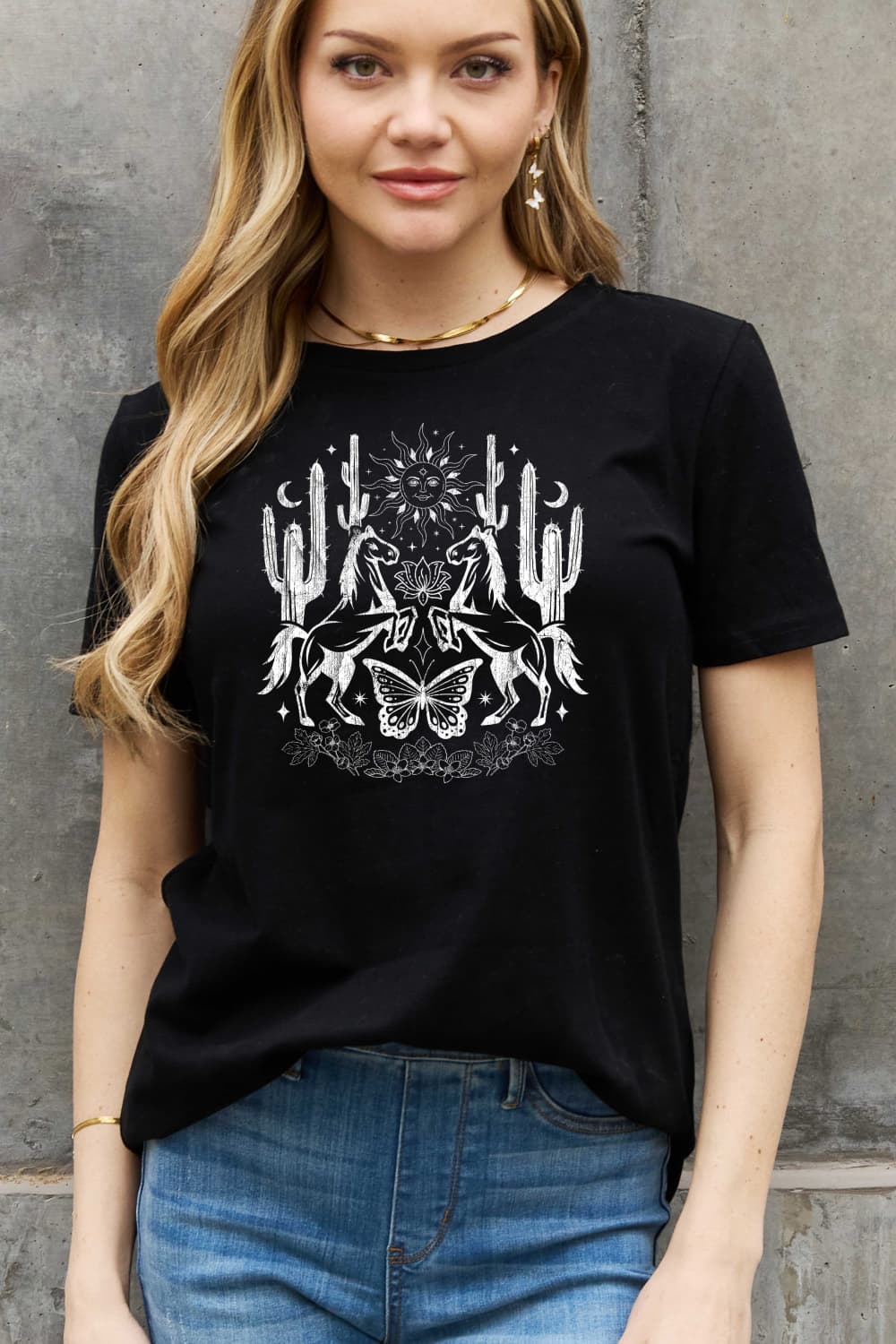 Simply Love Full Size Cactus & Horse Graphic Cotton Tee