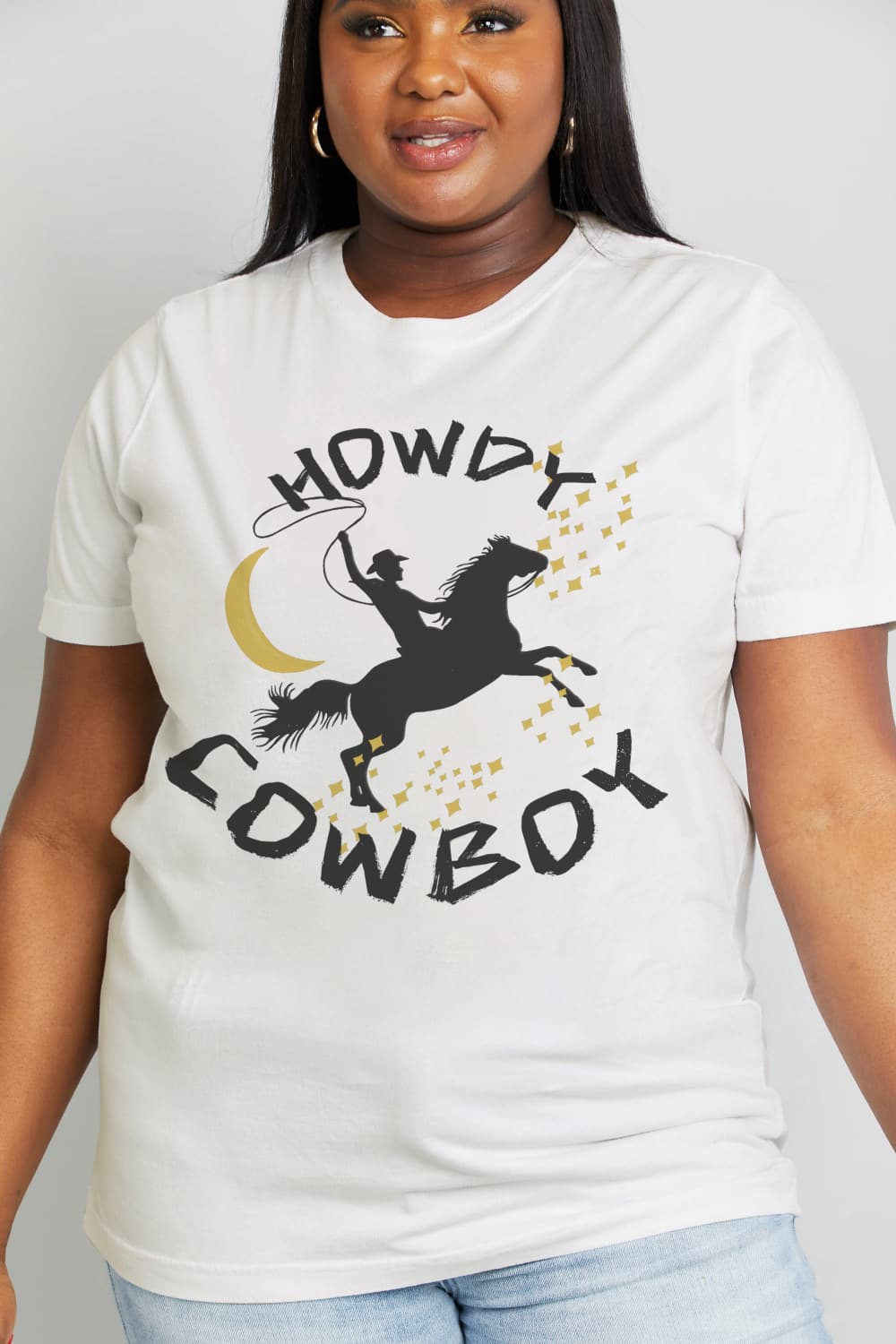 Simply Love Full Size HOWDY COWBOY Graphic Cotton Tee