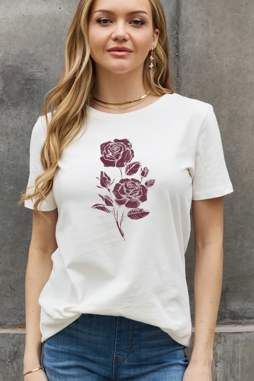 Simply Love Full Size Rose Graphic Cotton Tee