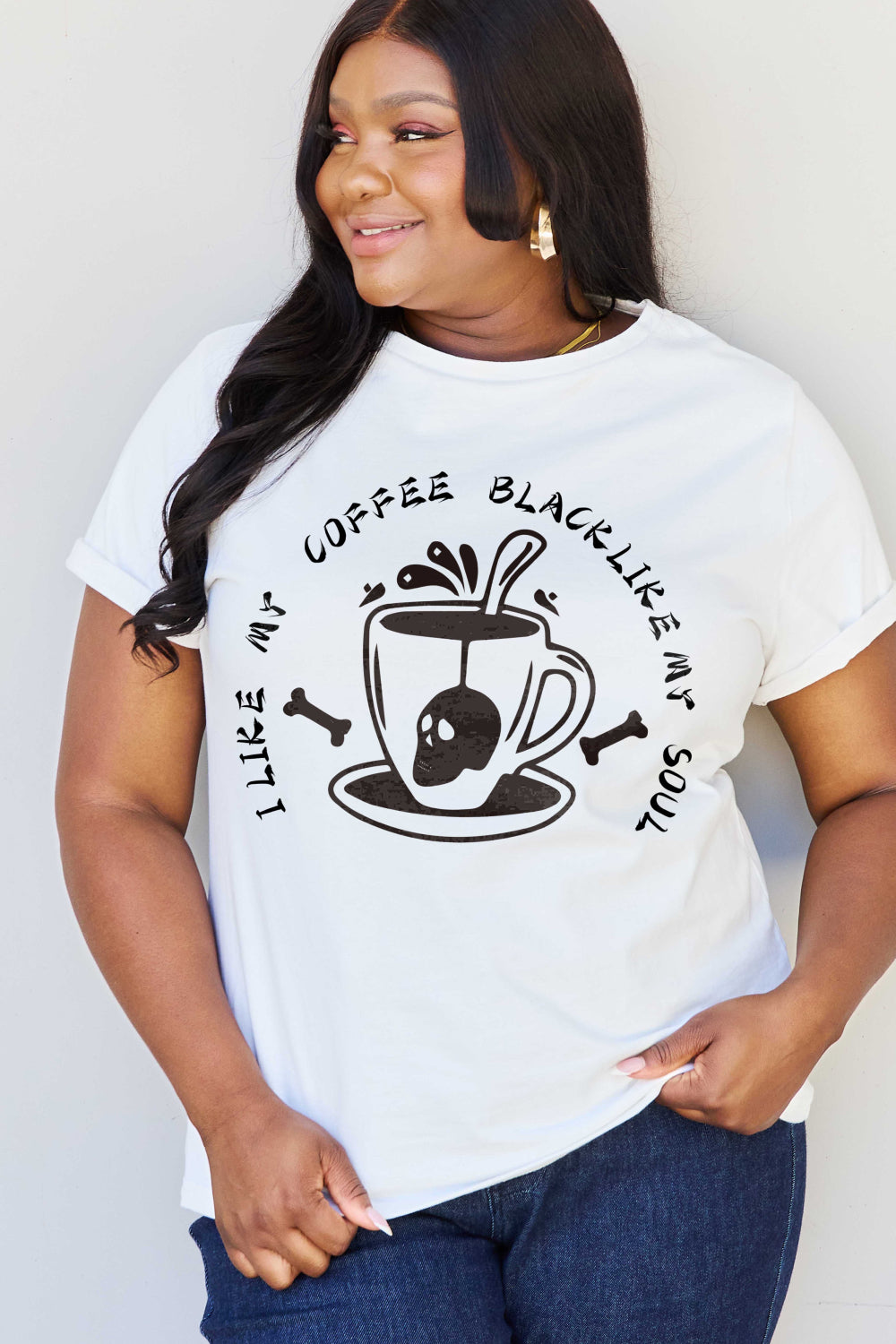 Simply Love Full Size I LIKE MY COFFEE BLACK LIKE MY SOUL Graphic Cotton Tee