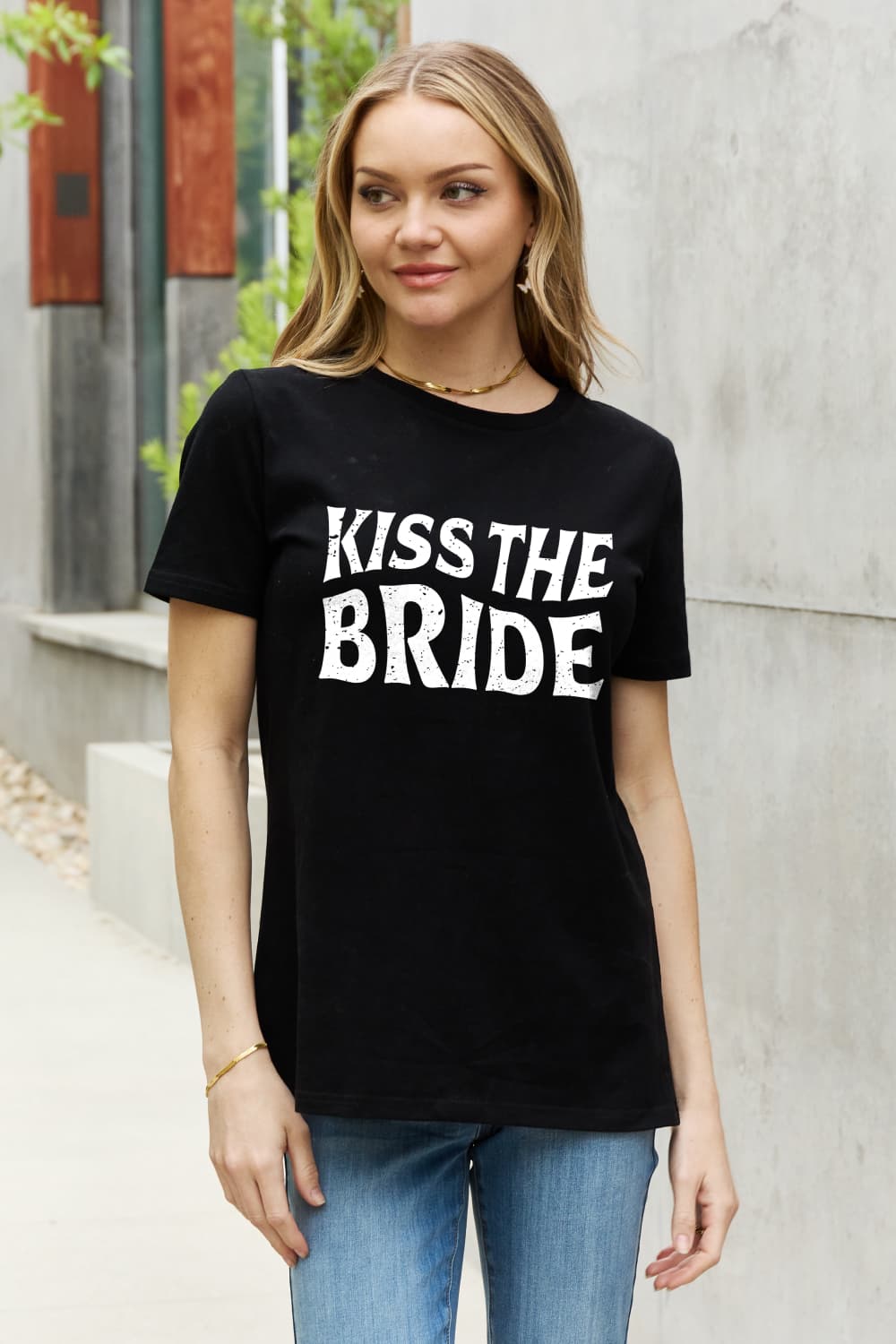 Simply Love KISS THE BRIDE Graphic Cotton Tee