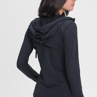 Drawstring Detail Zip Up Sports Jacket with Pockets