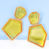 Geometrical Shape Zinc Alloy Frame Resin Dangle Earrings