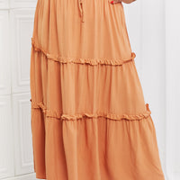 Zenana Summer Days Full Size Ruffled Maxi Skirt in Butter Orange