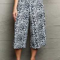 Ninexis Leopard High Waist Flowy Wide Leg Pants with Pockets