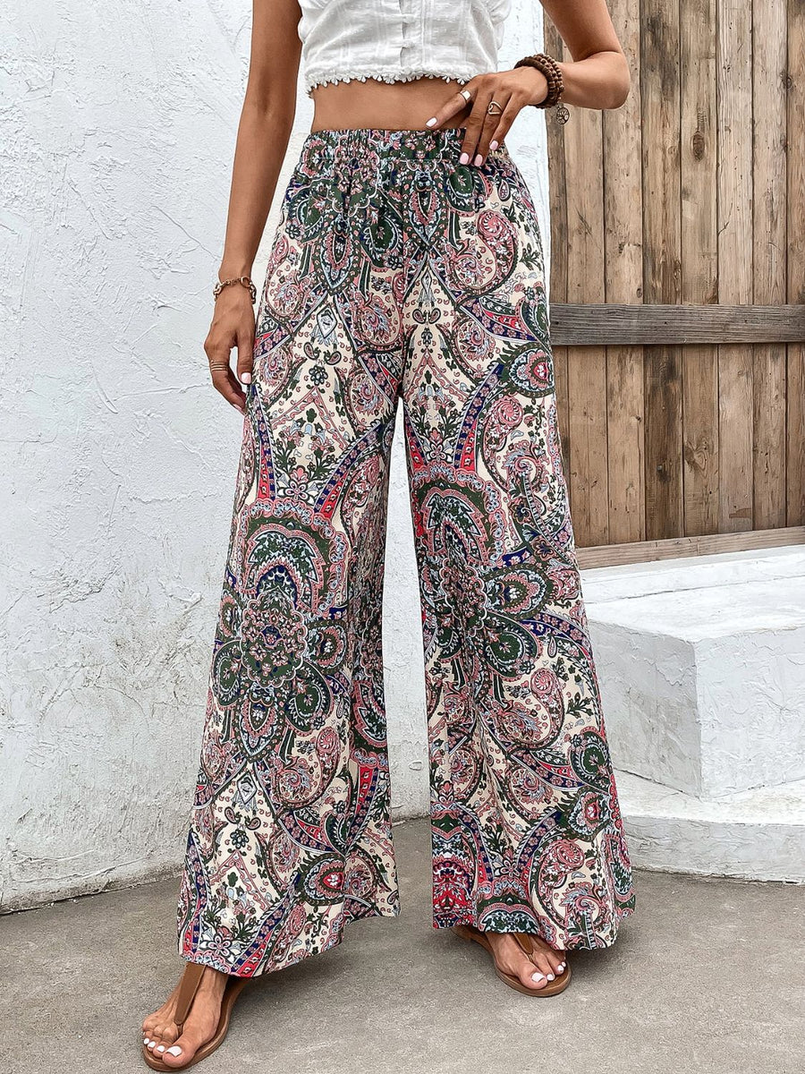 Printed High Waist Wide Leg Pants